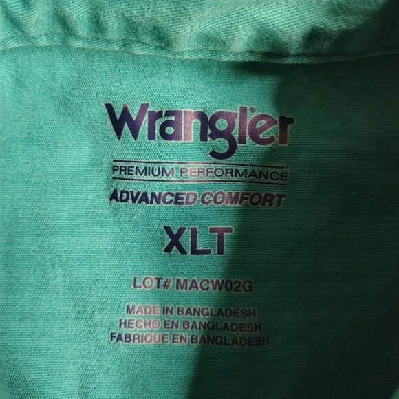Wrangler Brushpopper Shirt Size XLT Turquoise Solid Pearl Snap Western Yoke - Picture 5 of 10